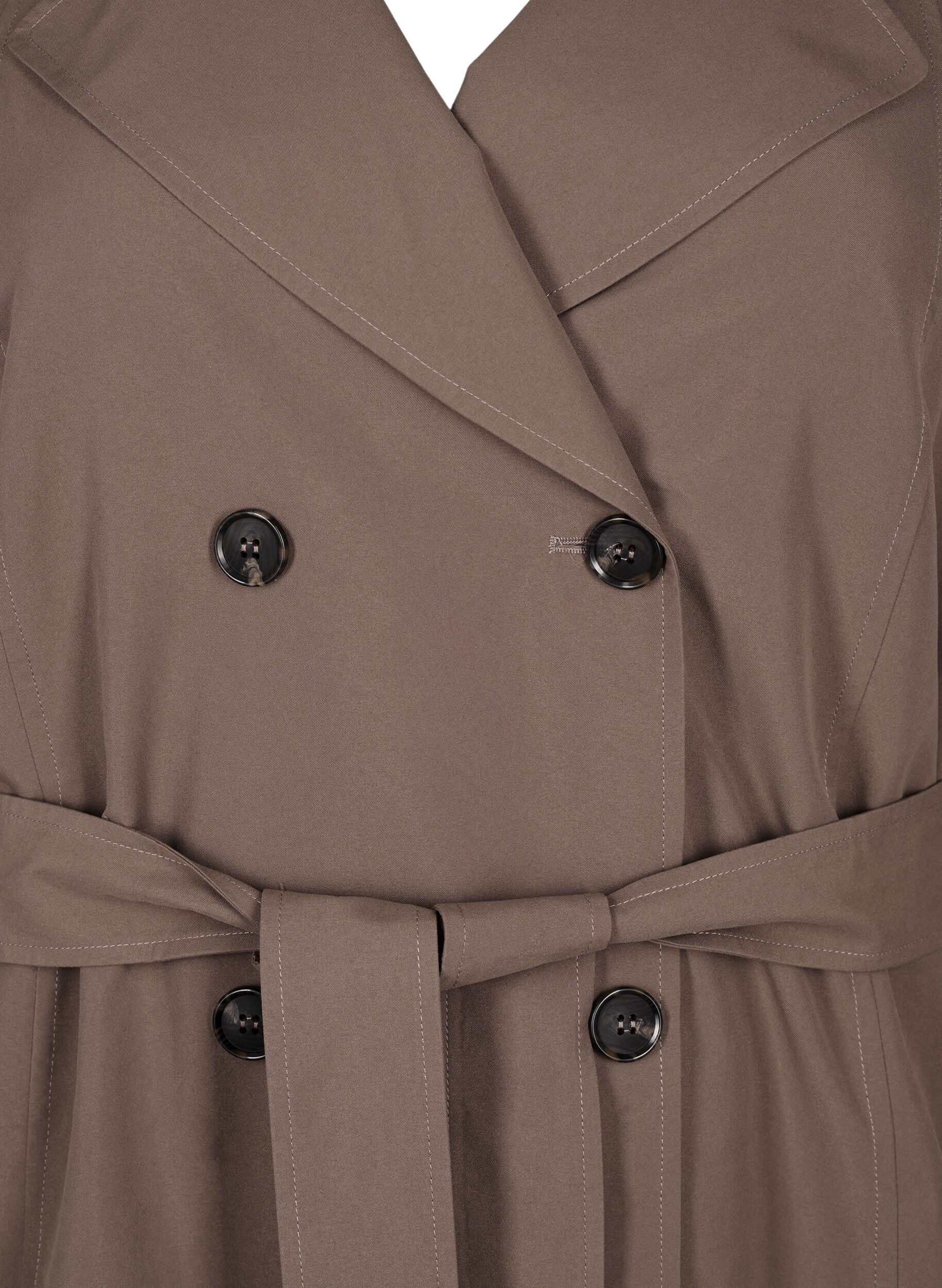 Zizzifashion Trench coat with belt and slit, Chocolate Chip, Packshot image number 2