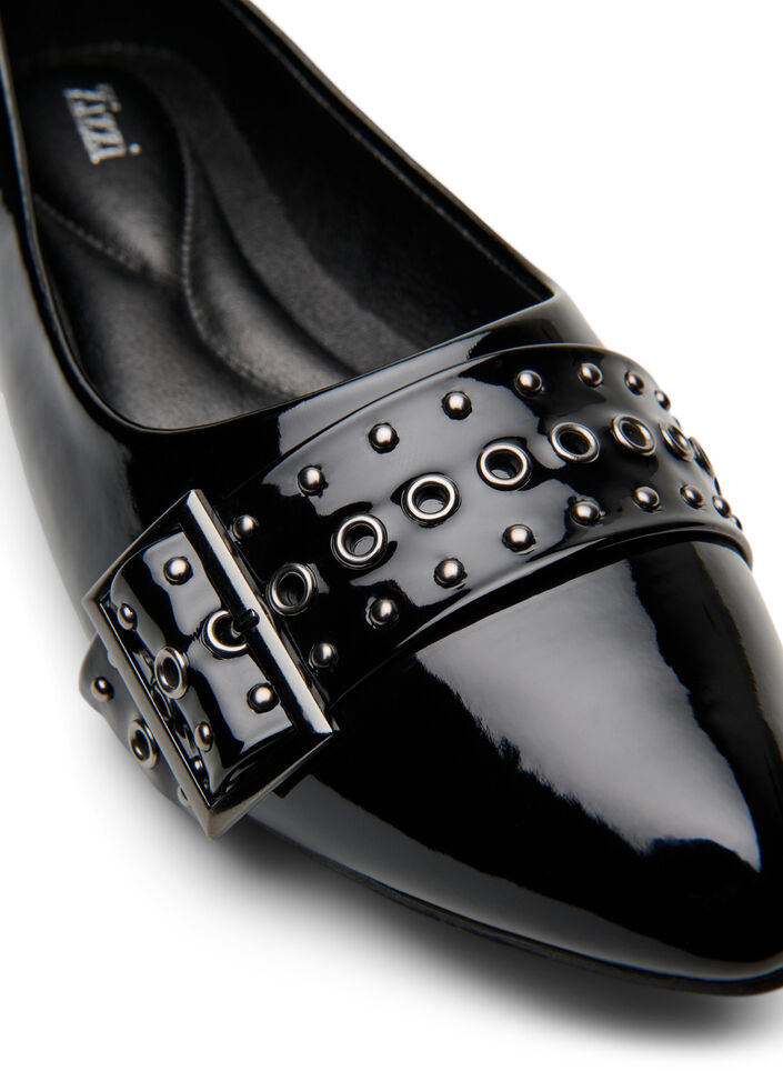 Wide fit - Ballerina with strap and studs, Black, Packshot image number 3