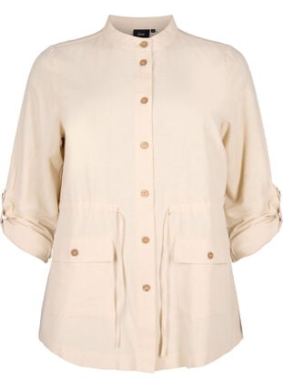 Linen blend shirt with pockets, Sandshell, Packshot image number 0