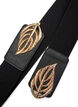 Elastic waist belt with gold-coloured leaf buckle, Black, Packshot image number 2