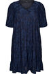 Dress with floral texture and ruffle trim, Blue, Packshot image number 0