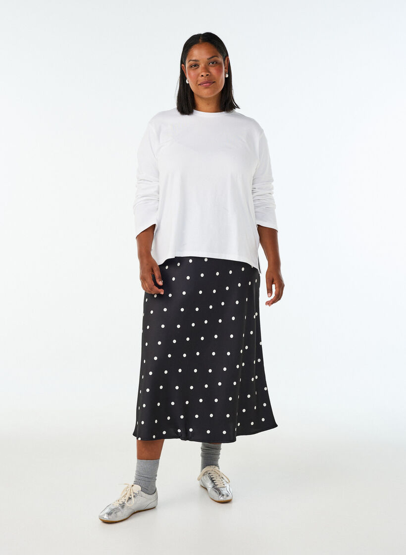 Basic t-shirt with long sleeves, White, Model image number 1