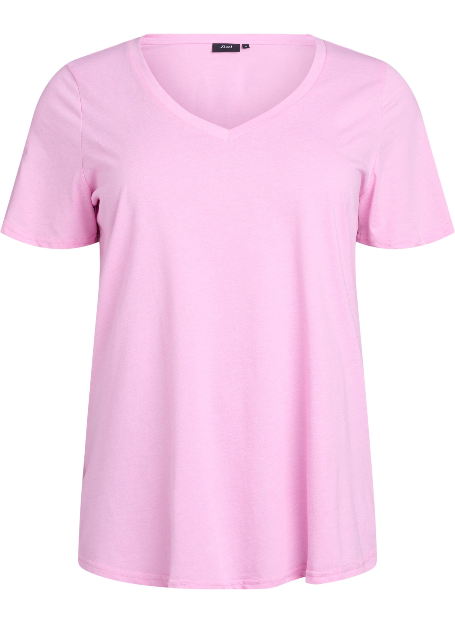 Zizzifashion Short sleeve t-shirt with v-neckline, Pink, Packshot image number 0