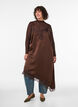 Satin dress with lace and an asymmetrical hem, Brown, Model image number 0
