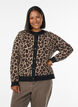 Cardigan with leopard pattern and contrast trim, Black, Model image number 0