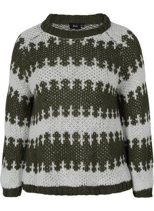 Patterned knitted jumper, Forest Night Comb, Packshot image number 0