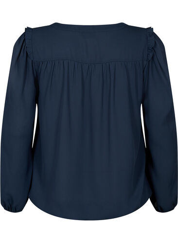 Long-sleeved blouse with frilled details, Total Eclipse, Packshot image number 1