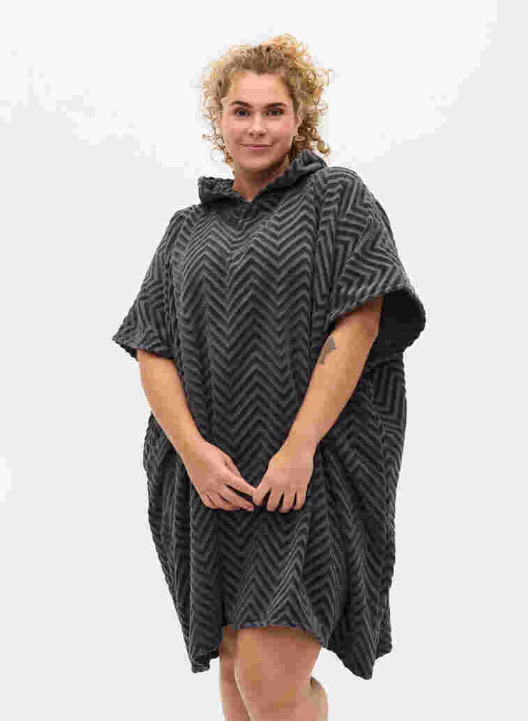 Beach poncho in cotton, Grey, Model image number 0