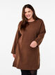 Knitted dress with a round neck and slit, Brown, Model image number 0