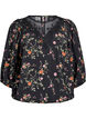 Blouse with 3/4 sleeves and lace details, Black, Packshot image number 0