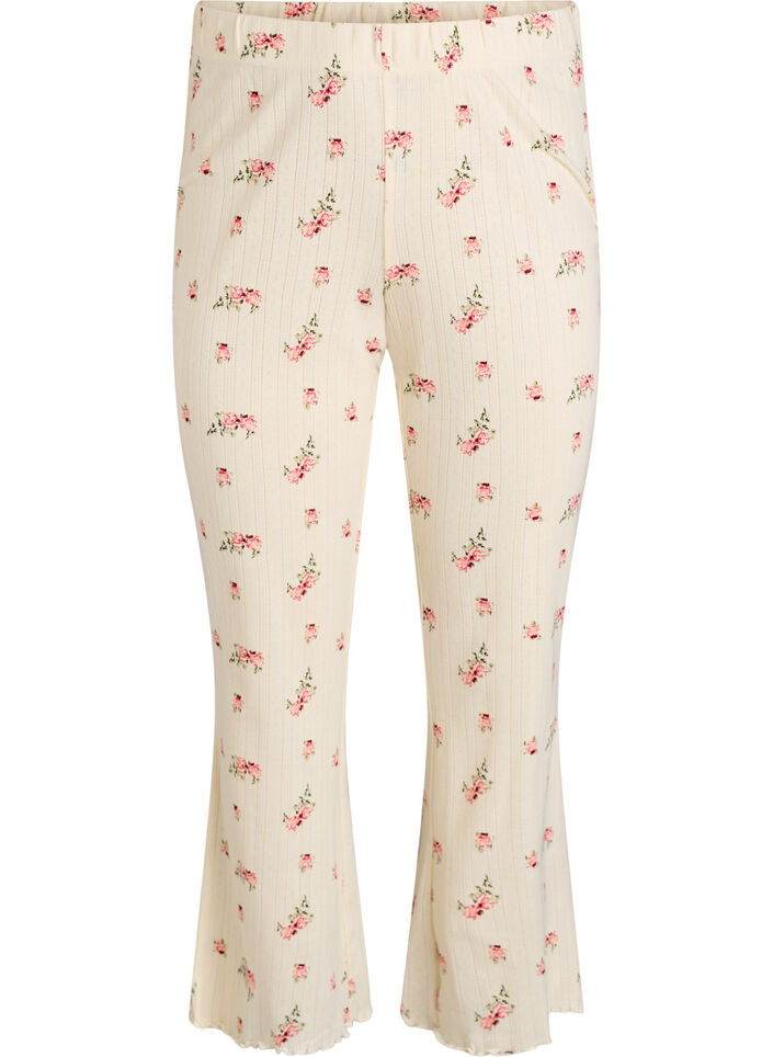 Organic cotton pyjama bottoms with a textured pattern, Vanilla, Packshot image number 0