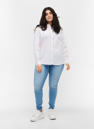 Long-sleeved shirt in cotton, Bright White, Model image number 2