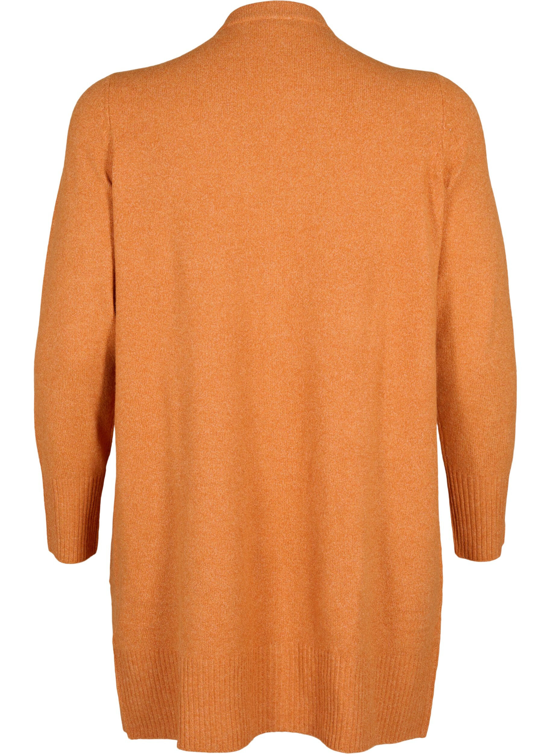 Zizzifashion Ribbed Knit Cardigan with Pockets, Orange, Packshot image number 1