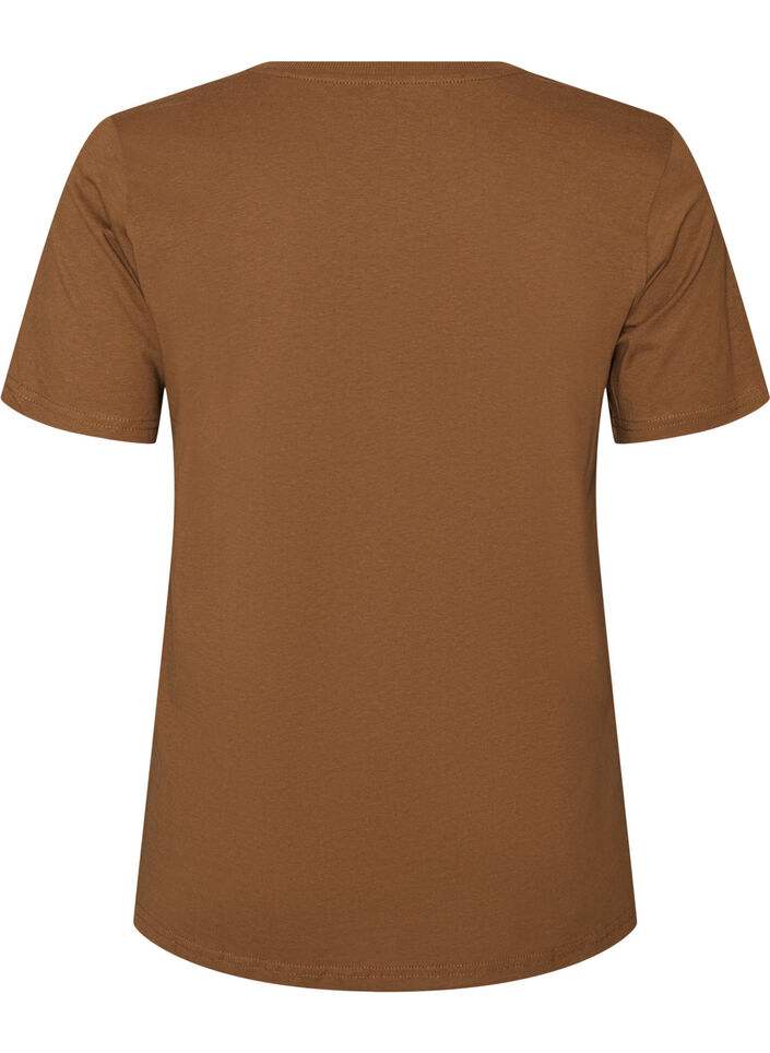 Cotton T-shirt with print, Brown, Packshot image number 1
