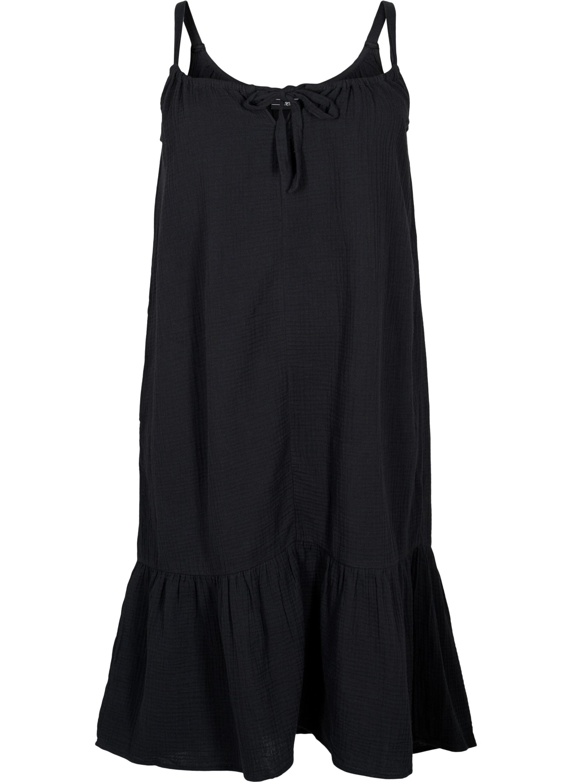 Zizzifashion Long beach dress in cotton, Black, Packshot image number 0