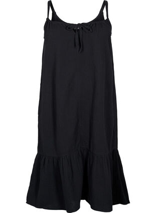 Long beach dress in cotton, Black, Packshot image number 0