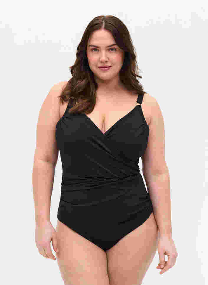 Wrap swimsuit, Black, Model image number 0