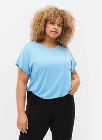 Short sleeved workout t-shirt, Alaskan Blue, Model