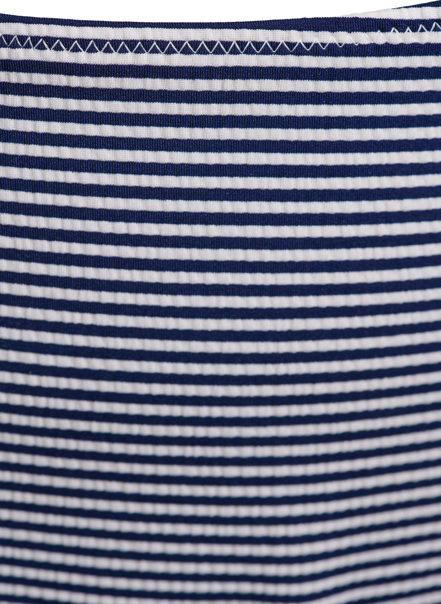 Zizzifashion Bikini bottoms with striped texture and regular waist, Blue, Packshot image number 2