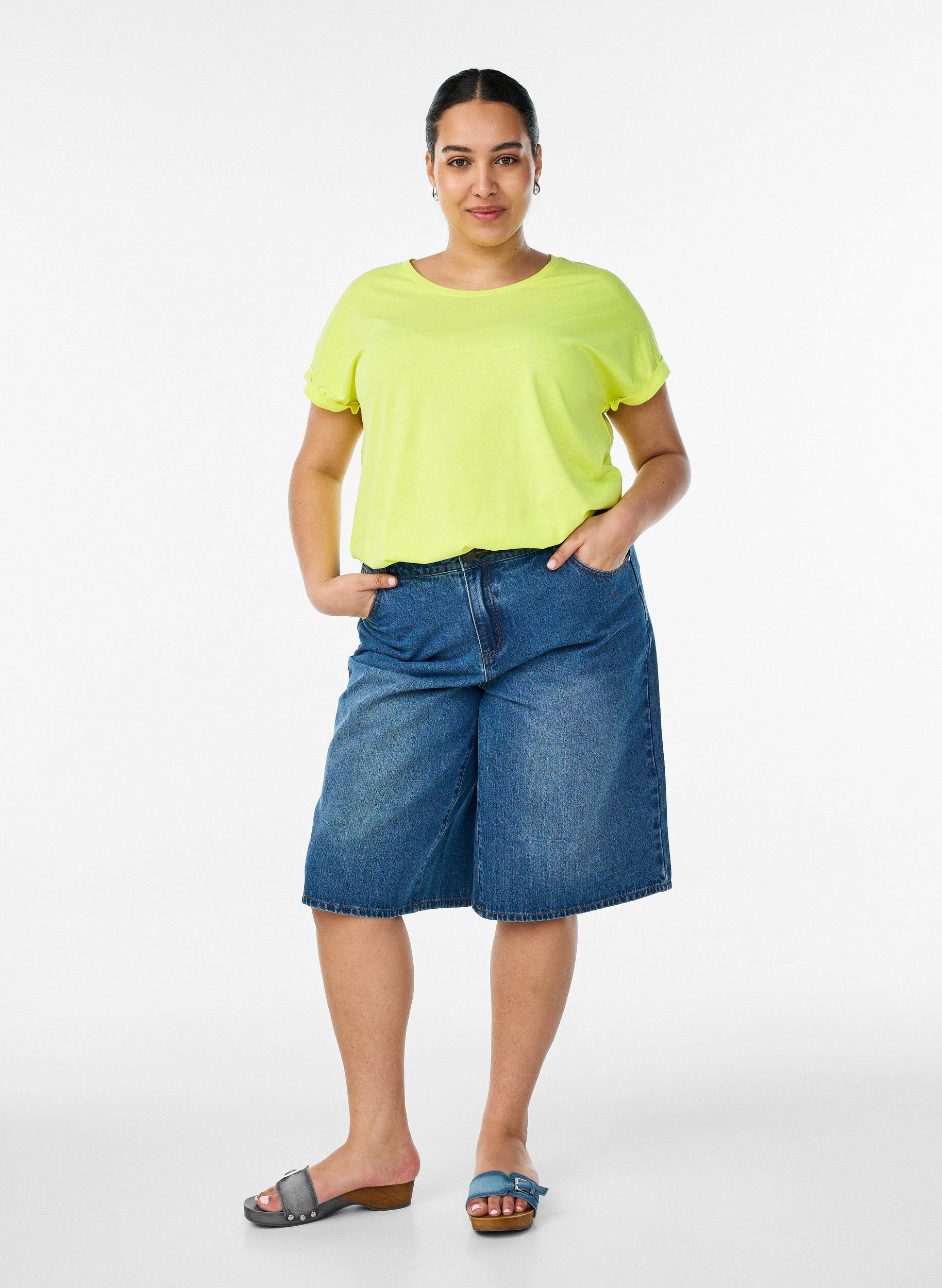 Zizzifashion Neon colored cotton t-shirt, Yellow, Model image number 1