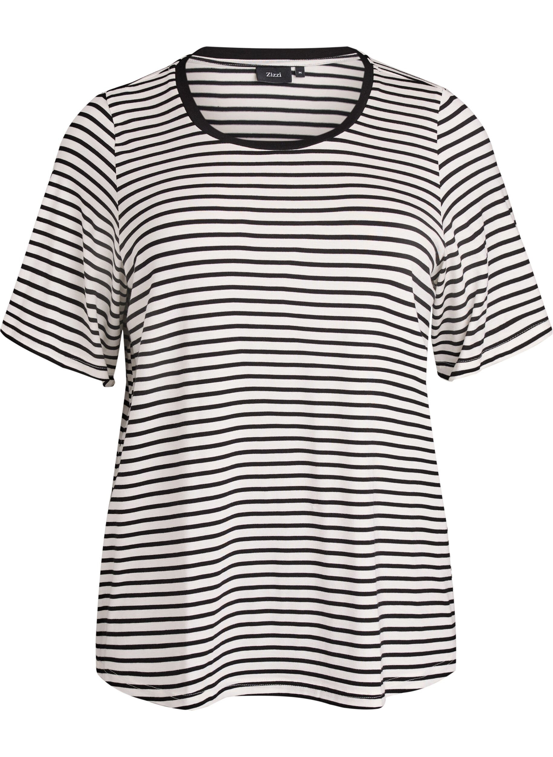 ZizzifashionT-shirt with TENCEL&trade; Lyocell and stripes, White, Packshot image number 0