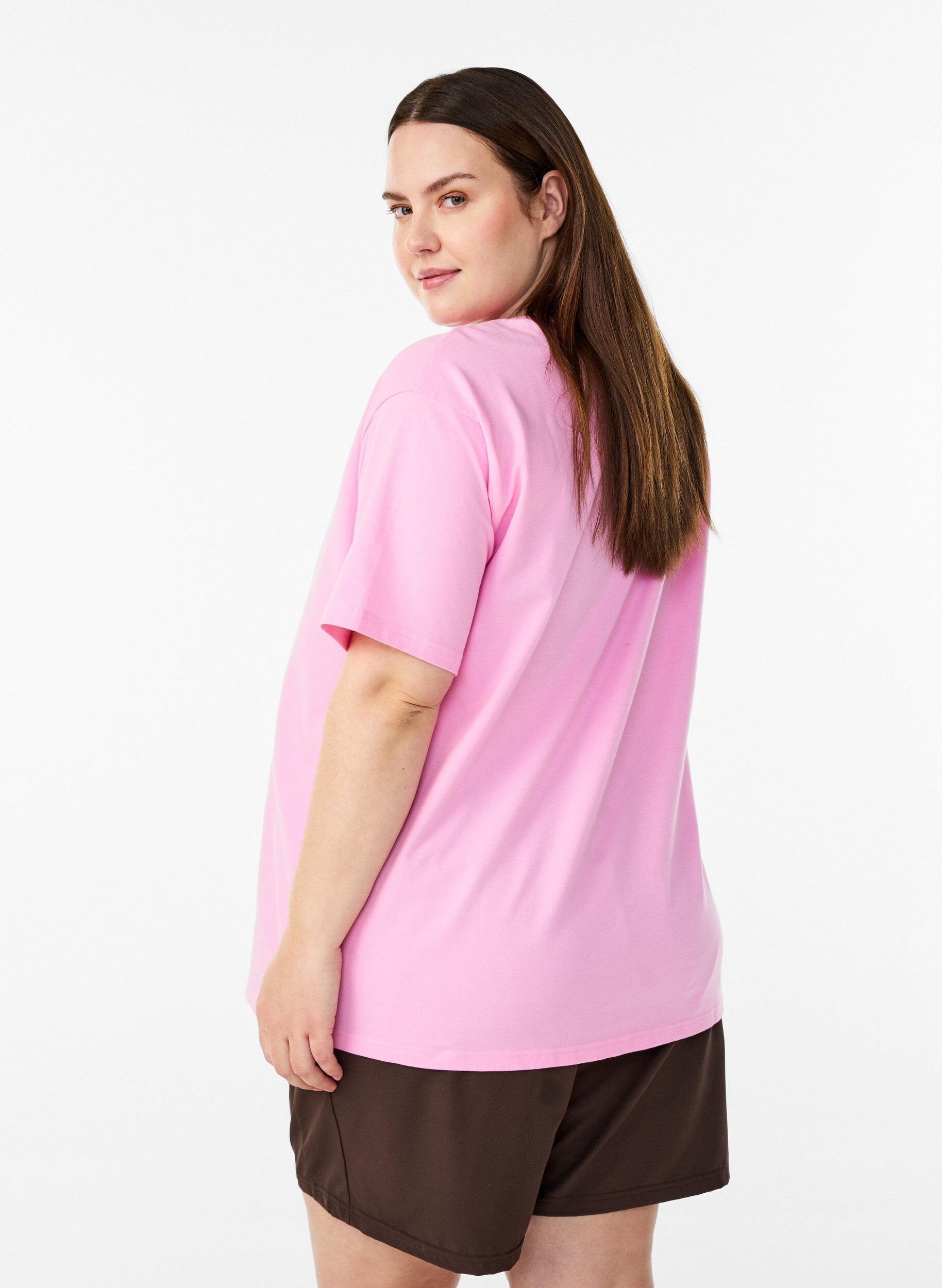 Zizzifashion Sporty t-shirt in organic cotton, Pink, Model image number 2