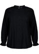 Blouse with ruffle details and tone-on-tone pattern, Black, Packshot image number 0