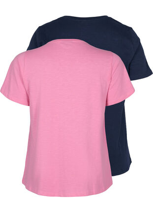 Basics cotton t-shirt 2-pack, Wild Orchid/Navy, Packshot image number 1
