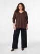 Long-sleeved t-shirt with V-neck and buttons, Brown, Model image number 1