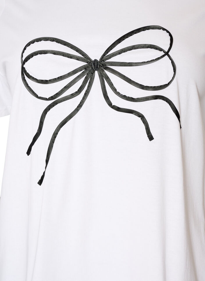 T-shirt in organic cotton with decorative motif, White, Packshot image number 2