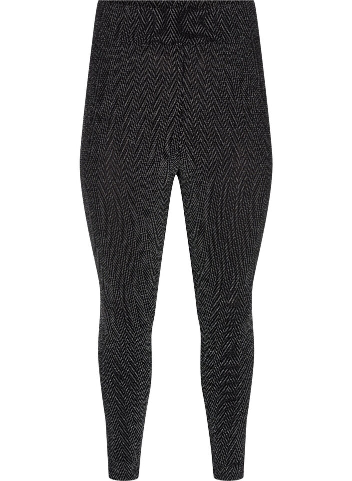 Leggings with glitter pattern, Silver ZigZagShimmer, Packshot image number 0