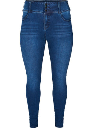 Super slim Bea jeans with extra high waist, Blue denim, Packshot image number 0
