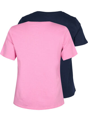 Basics cotton t-shirt 2-pack, Rosebloom/Navy B, Packshot image number 1