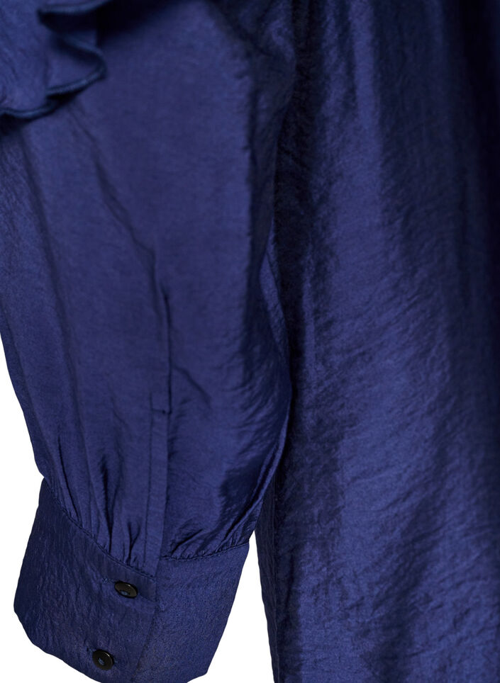 Viscose dress with ruffles and ties, Blue, Packshot image number 3