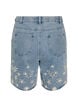 Denim shorts with broderie anglaise and high waist, Light Blue, Packshot image number 1