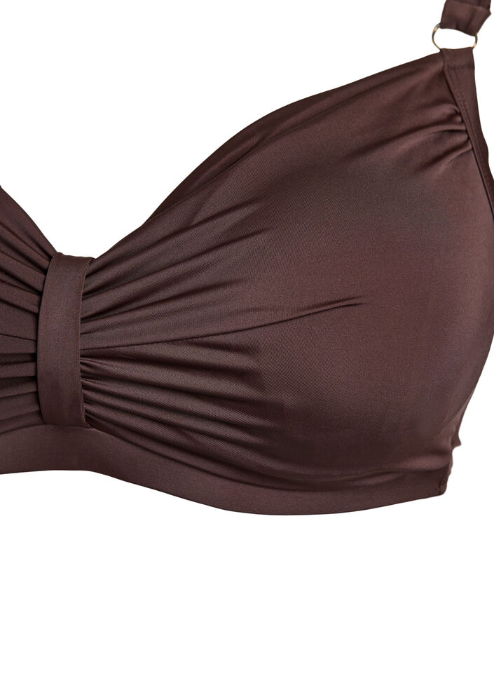 Underwire bikini bra with draping, Brown, Packshot image number 2
