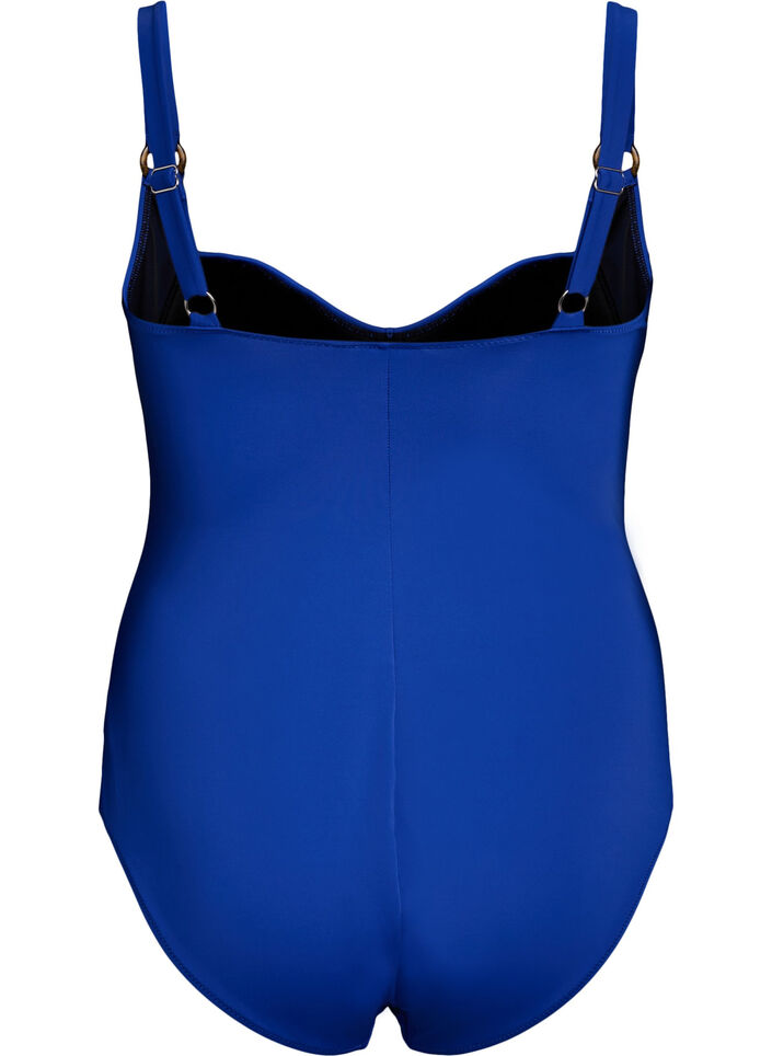 Padded swimsuit with draping, Blue, Packshot image number 1