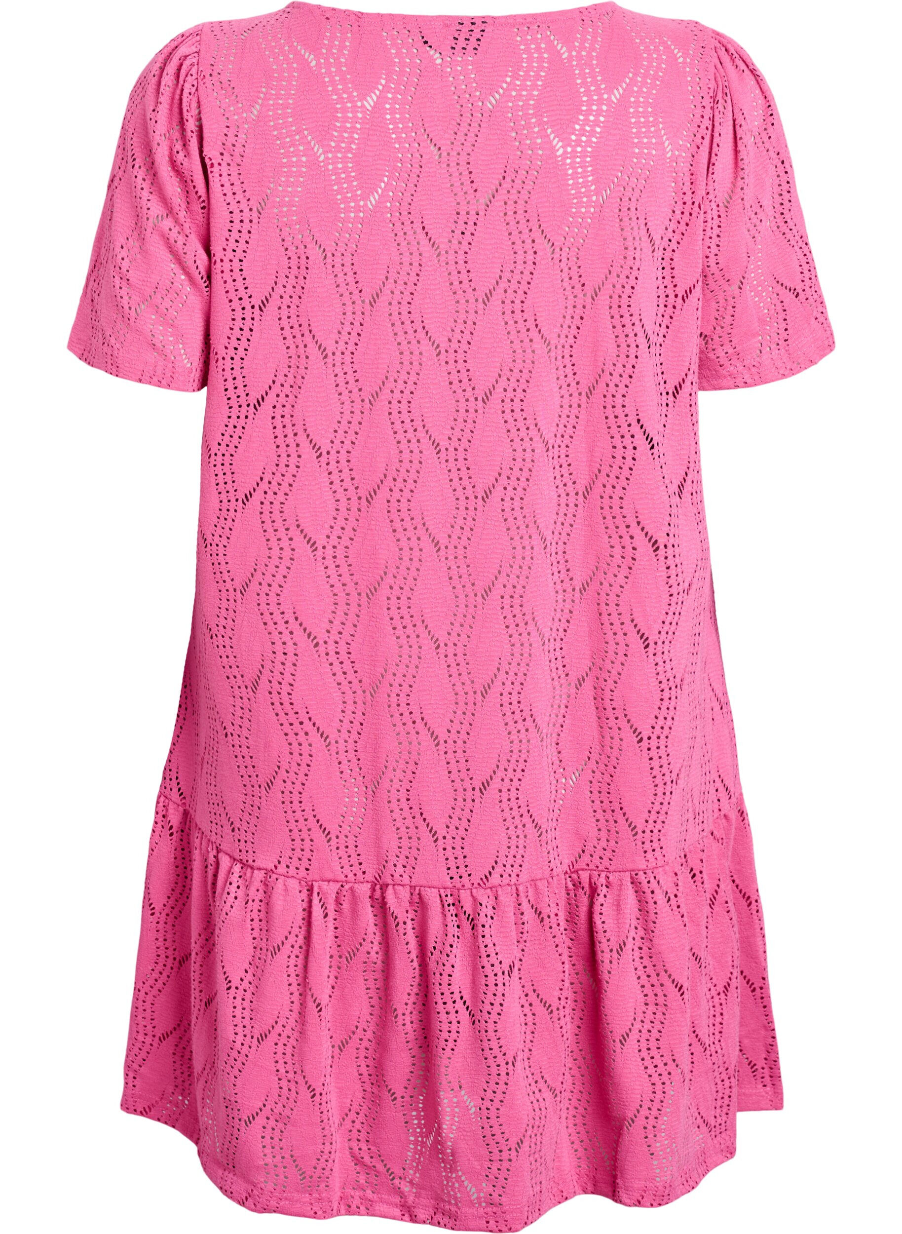 Zizzifashion FLASH - Short jersey dress with eyelet pattern, Ibis Rose, Packshot image number 1