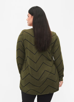 Patterned blouse with long sleeves, Army Zig Zag, Model image number 1