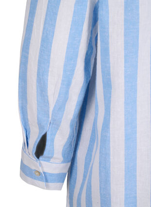 Long shirt in linen and cotton, Blue White Stripe, Packshot image number 4