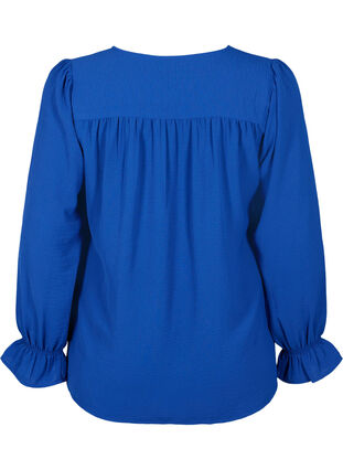 V-neck blouse with long sleeves, Mazarine Blue, Packshot image number 1
