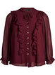 Sheer blouse with ruffles and tie-fastening, Red, Packshot image number 0