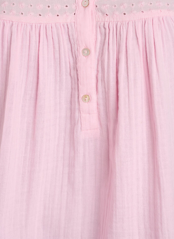 Blouse in cotton muslin with broderie anglaise, Rose, Packshot image number 2