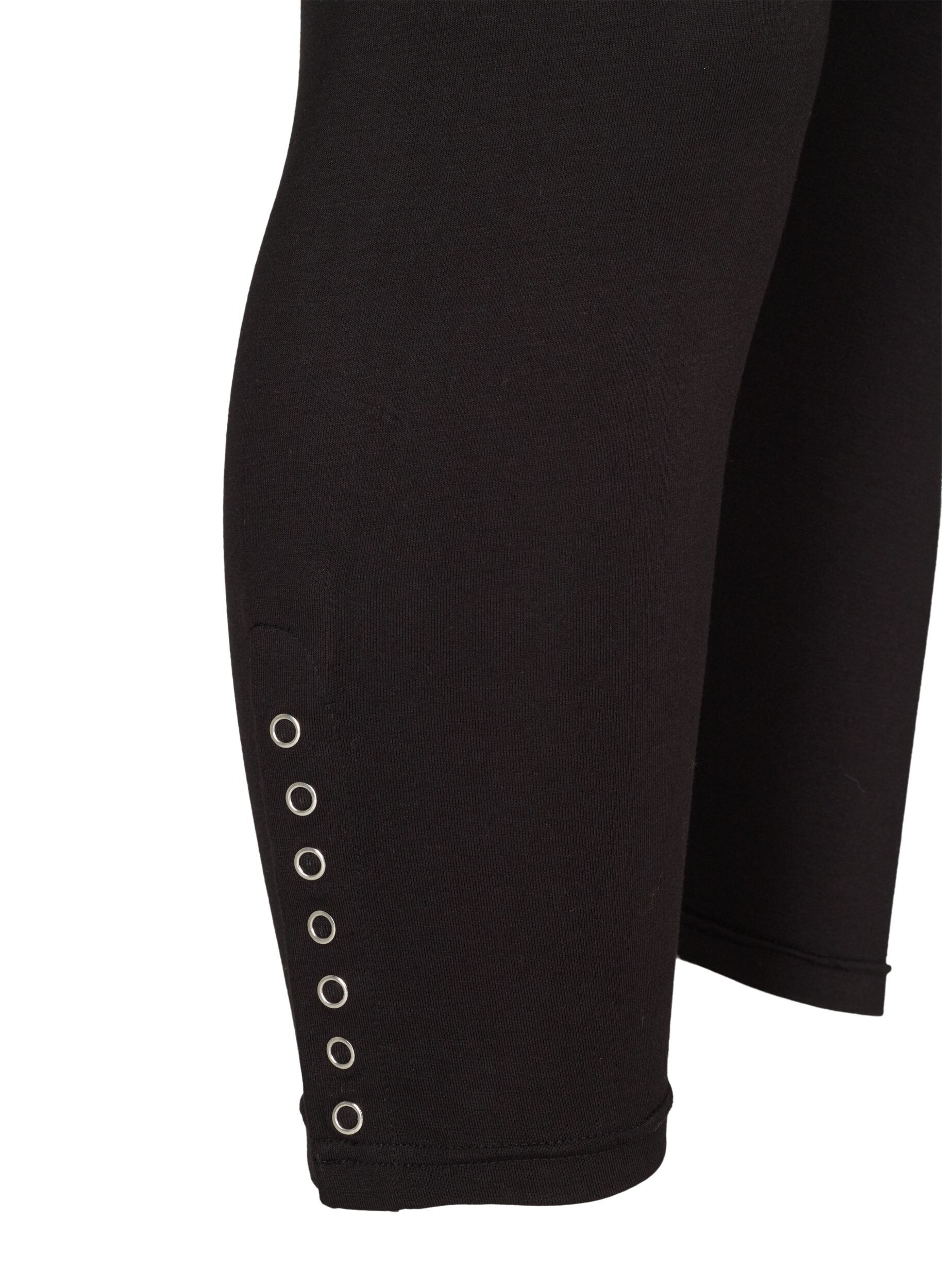 Zizzifashion 3/4-length leggings with buttons, Black, Packshot image number 3
