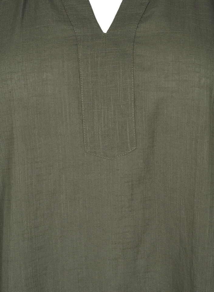 Cotton tunic with a V-neck, Green, Packshot image number 2