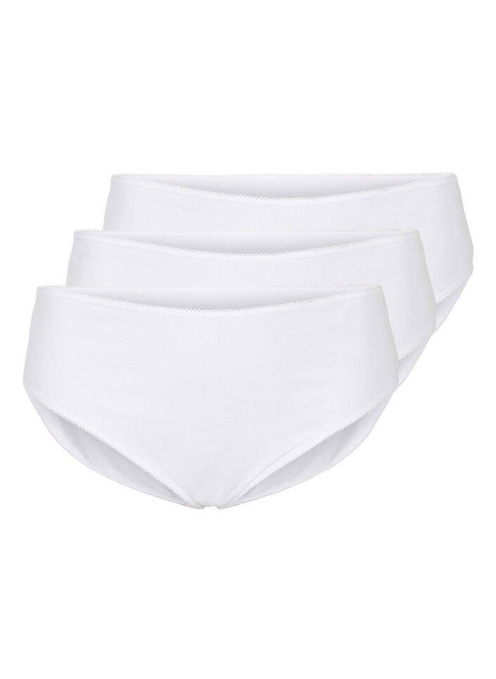 3-pack regular waist cotton briefs - White - Sz. 42-60 - Zizzifashion