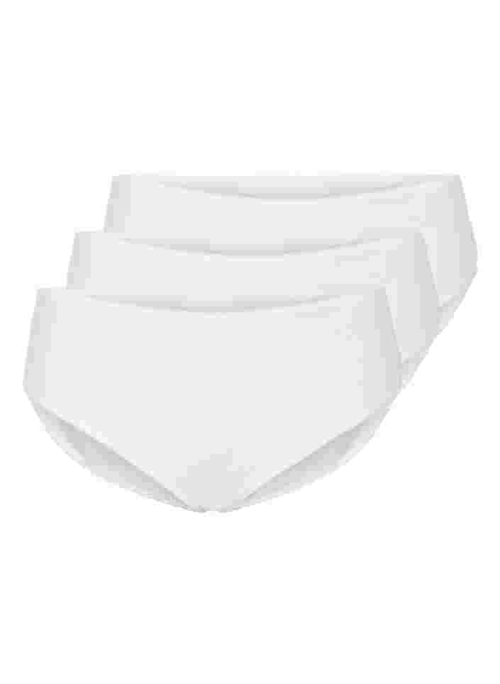 3-pack high waist cotton briefs, Bright White, Packshot image number 0