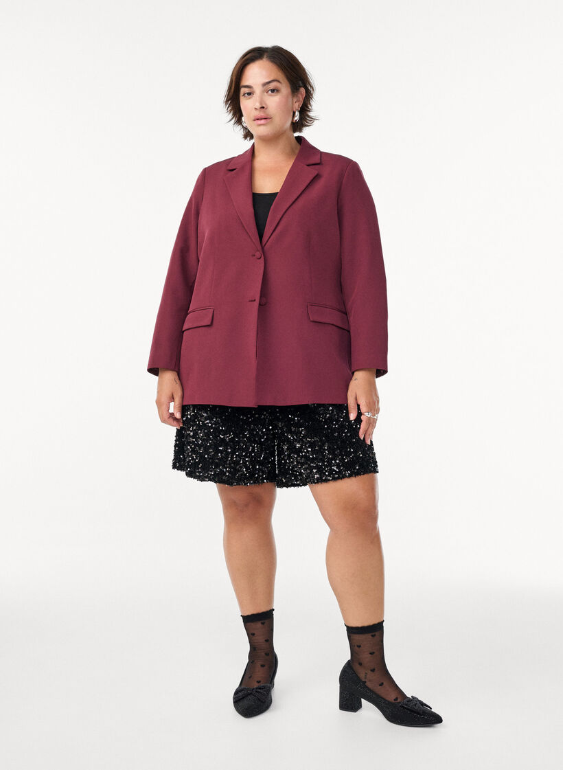 Classic blazer with button fastening, Red, Model image number 1