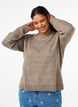 Knitted top with wool and slits, Walnut Mel., Model image number 0