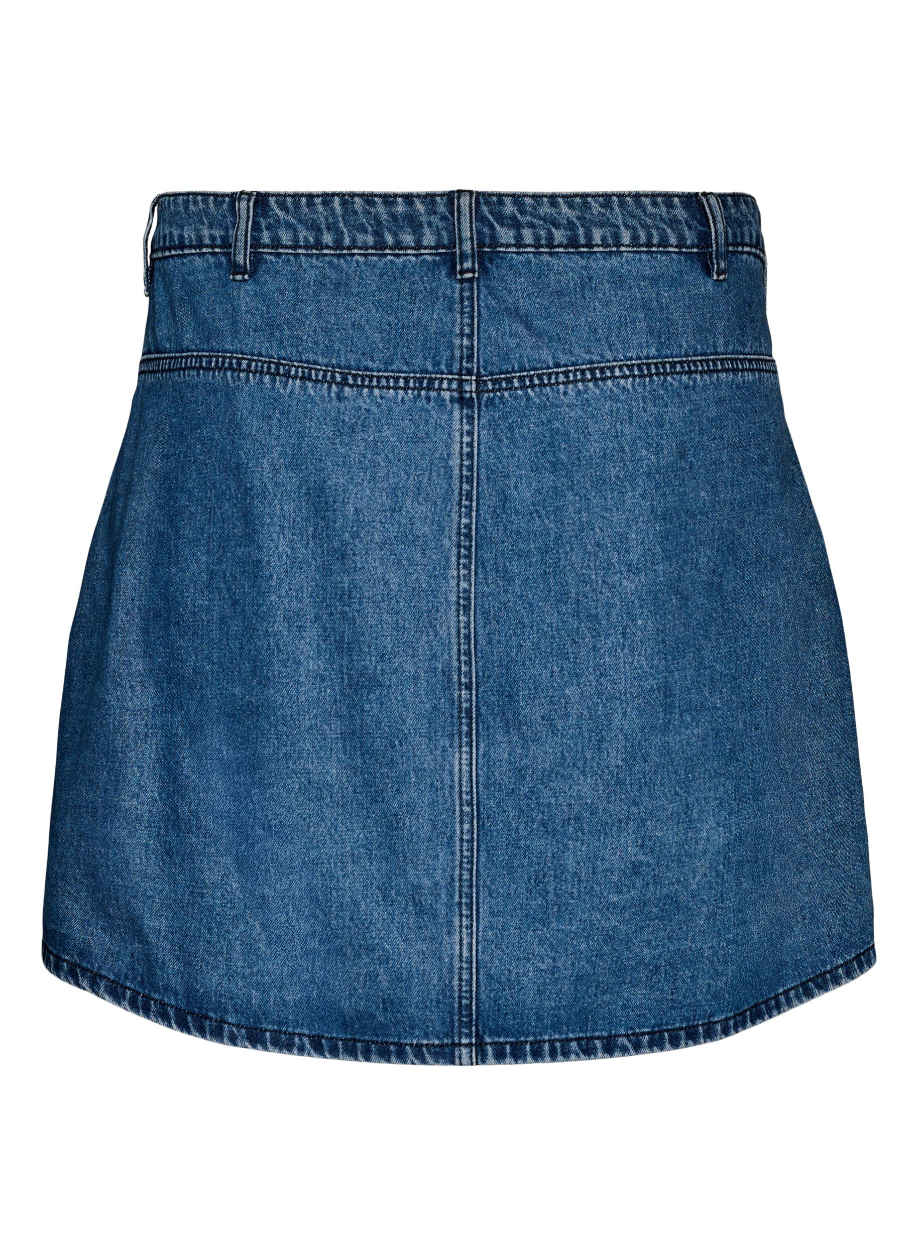 ZizzifashionShort A-line denim skirt, Blue, Packshot image number 1